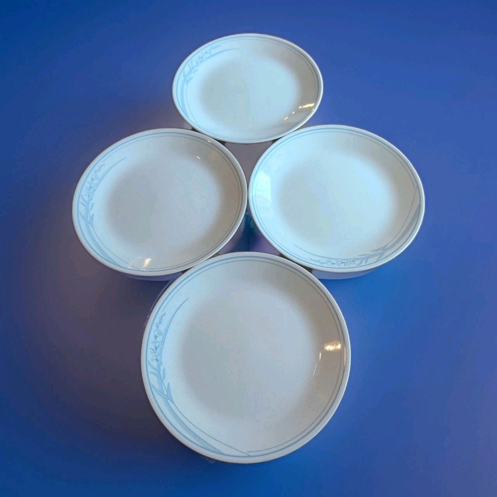 Set Of 4 - Corning Corelle Blue Lily Dinner Plates 10 1/4" USA